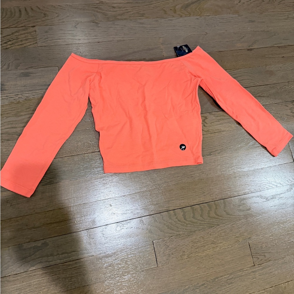 Hollister XS Coral Off-Shoulder Top